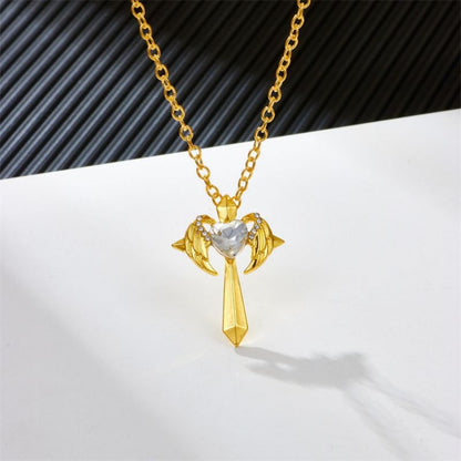 Angel Wings Cross Necklace