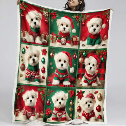 Maltese Christmas Blanket - H186 - Premium Blanket