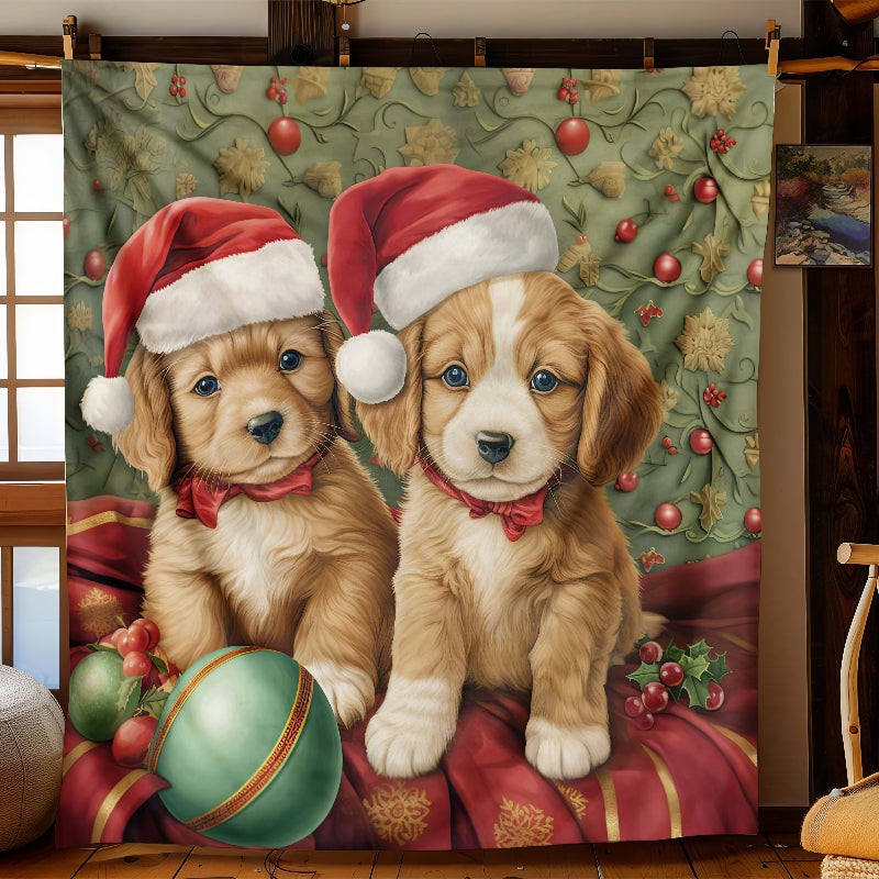 Christmas Puppy Blanket - H190 - Premium Blanket