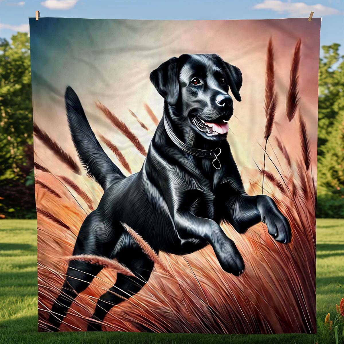 Black Labrador Blanket - H213 - Premium Blanket