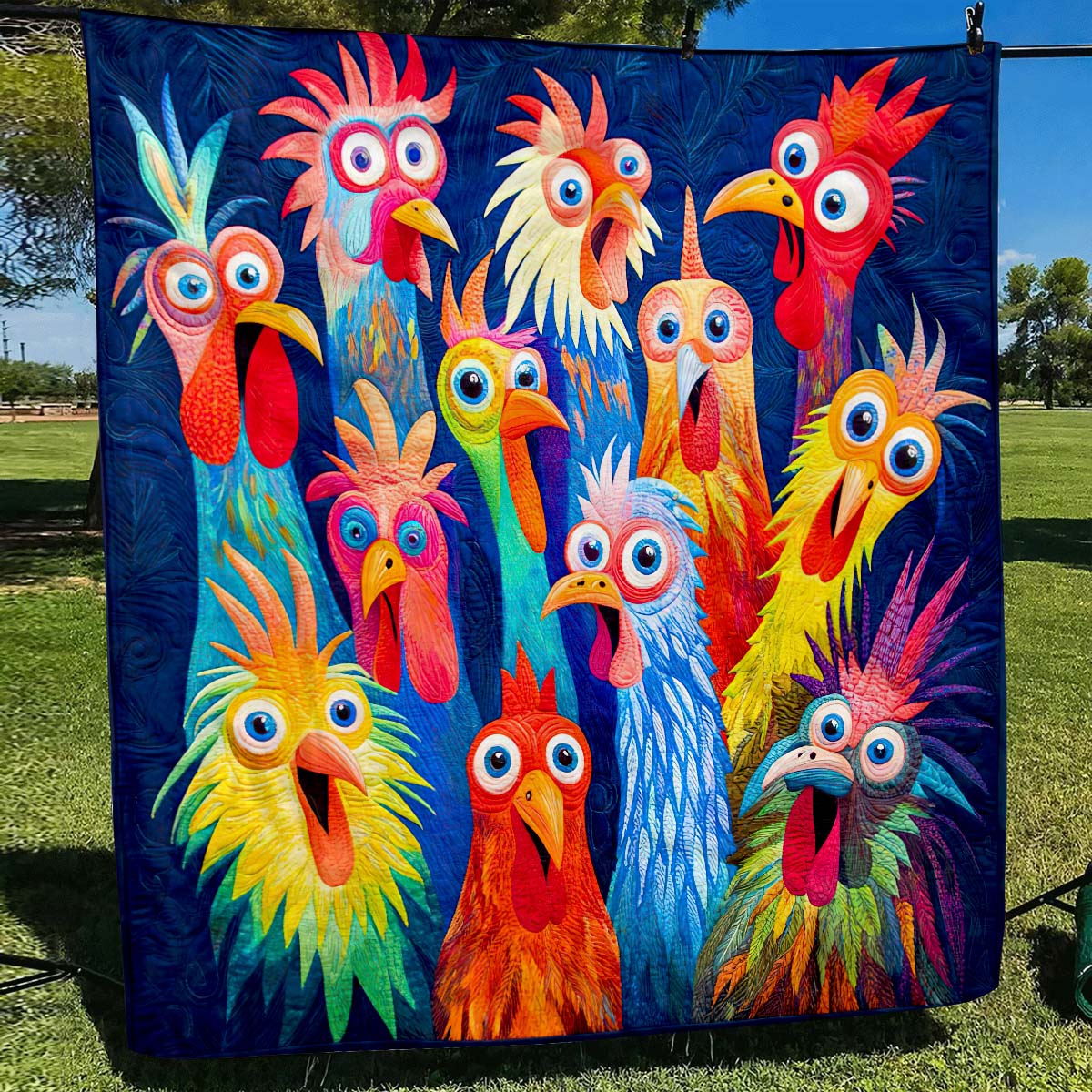 Whimsical Chickens Blanket - H215 - Premium Blanket