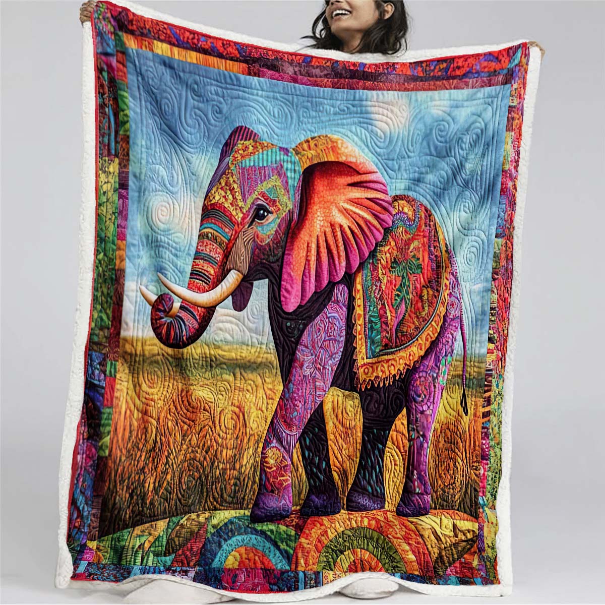 Colorful Elephant Blanket - H235 - Premium Blanket