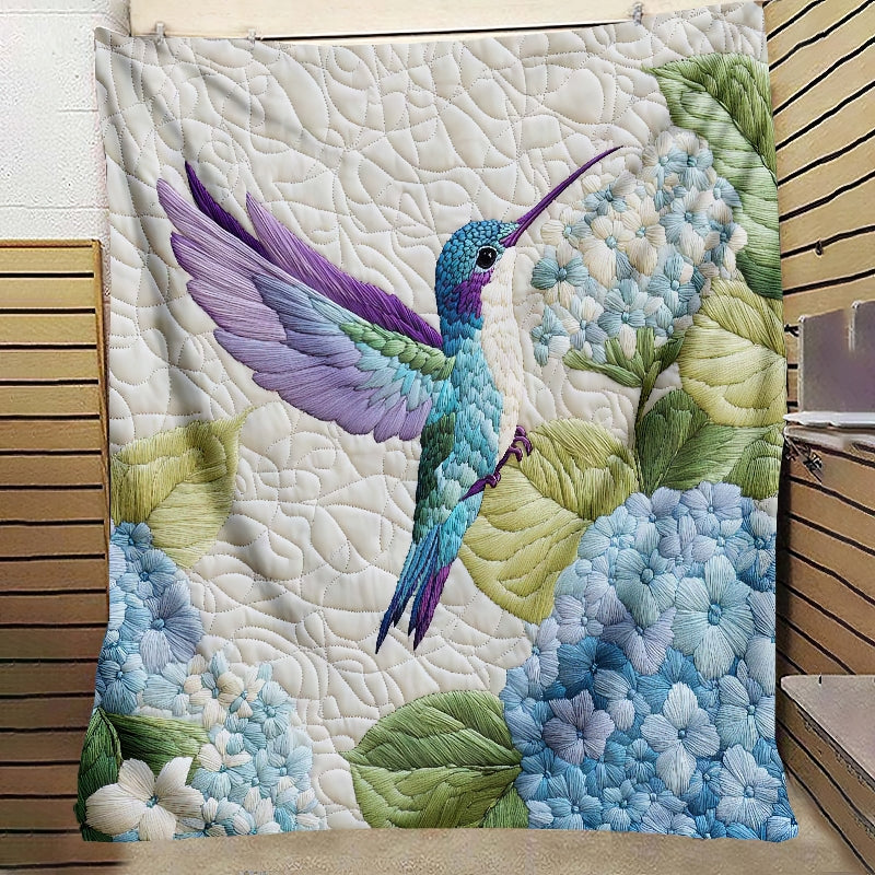 Hydrangea Dreamscape Hummingbird Blanket - H243 - Premium Blanket