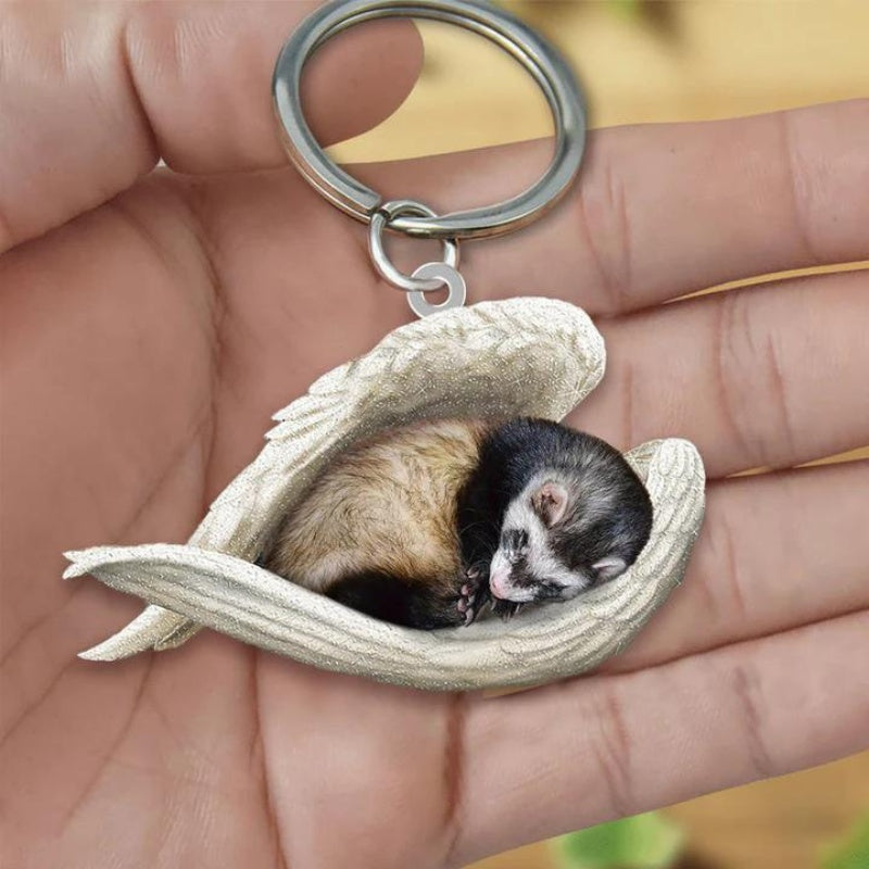 Sleeping Angel Acrylic Keychain Ferret SA213