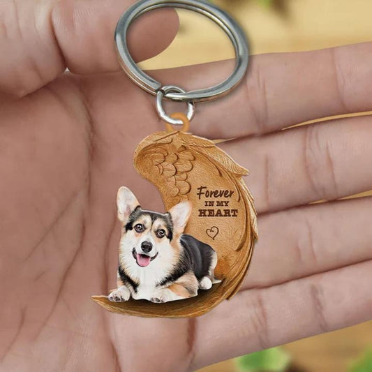 Tricolor Corgi Forever In My Heart Acrylic Keychain FK084