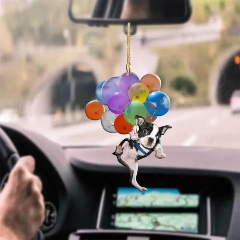 Boston Terrier Fly With Bubbles Car Hanging Ornament BC001