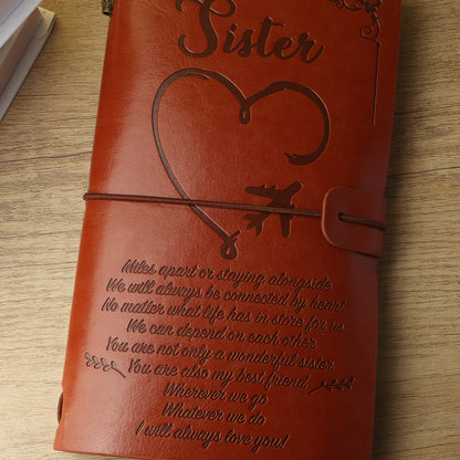 To My Sister - I Will Always Love You - Engraved Leather Journal Notebook