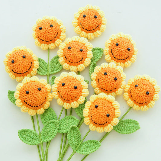 Handmade Knitted Décor Gift - Sunflower with Smiling