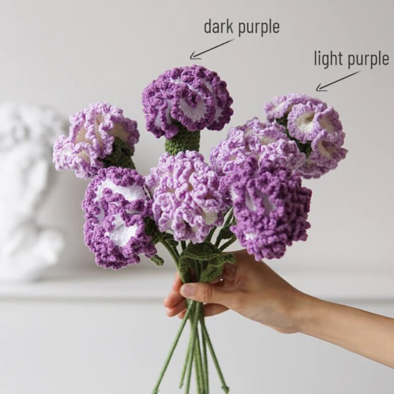 Handmade Knitted Décor Gift - Carnation - Light Purple