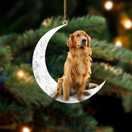 Golden Retriever Sit On The Moon Ornament MO004