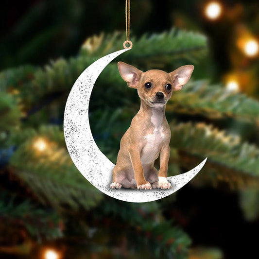 Chihuahua Sit On The Moon Ornament MO012