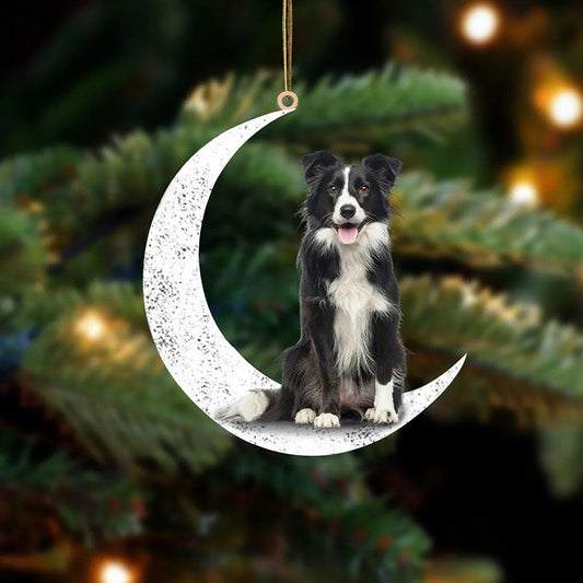 Border Collie Sit On The Moon Ornament MO016