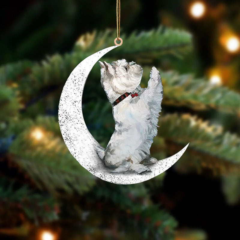 Westie Sit On The Moon Ornament MO017