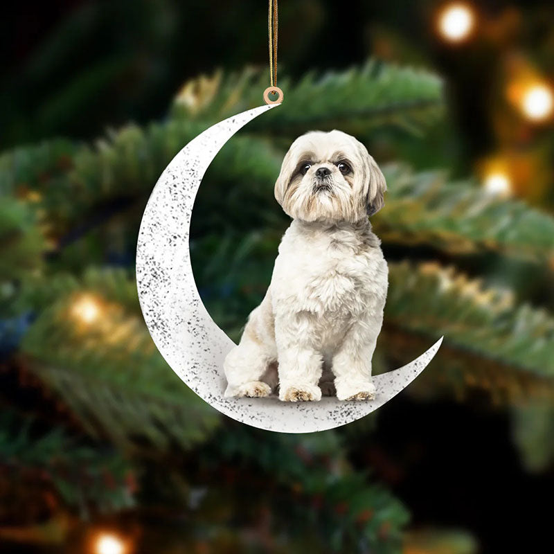 Shih Tzu Sit On The Moon Ornament MO025