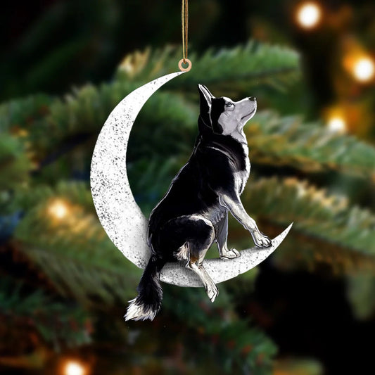 Siberian Husky Sit On The Moon Ornament MO041