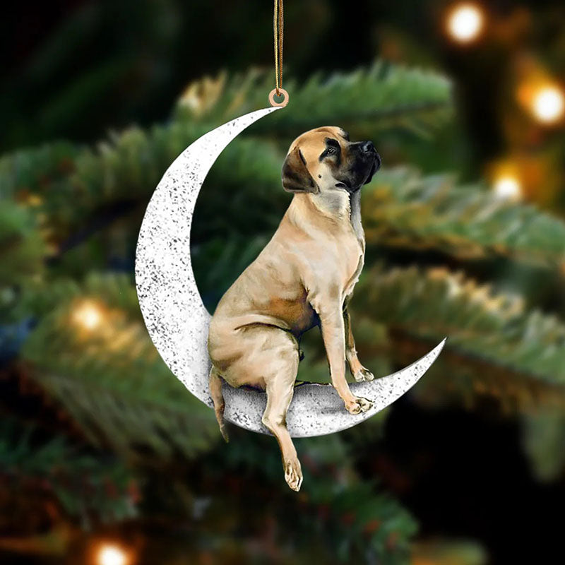 English Mastiff Sit On The Moon Ornament MO059