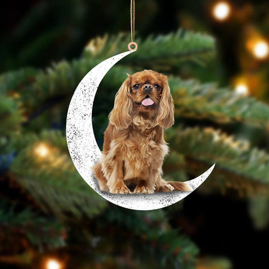 Cavalier King Charles Spaniel Sit On The Moon Ornament MO064