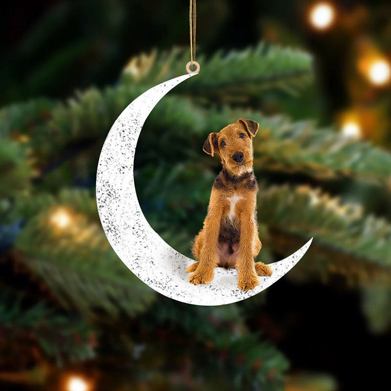 Airedale Terrier Sit On The Moon Ornament MO066