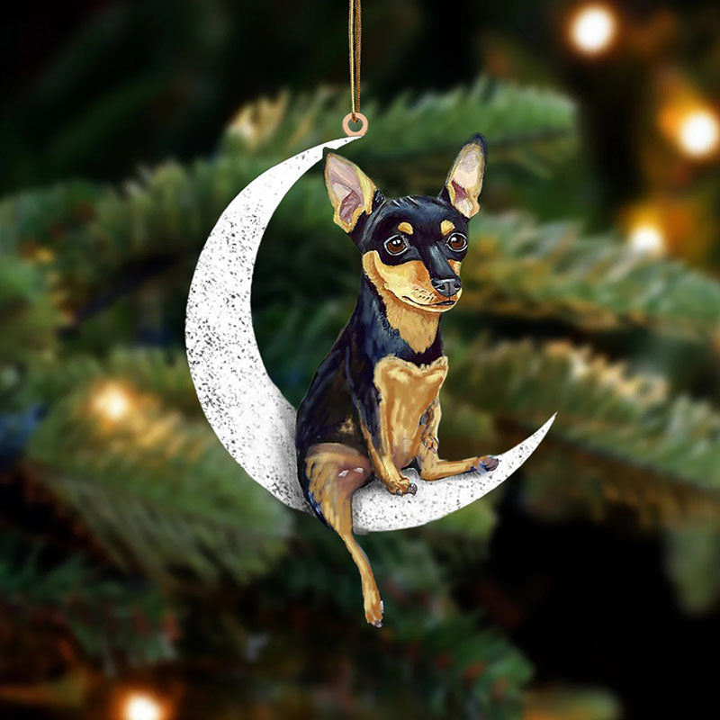 Miniature Pinscher Sit On The Moon Ornament MO067