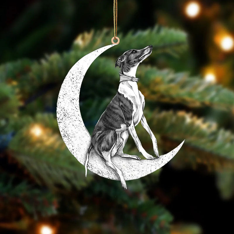 Greyhound Sit On The Moon Ornament MO074