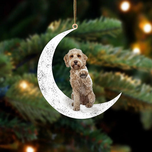 Labradoodle Sit On The Moon Ornament MO076