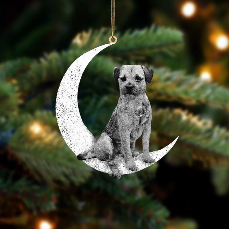 Border Terrier Sit On The Moon Ornament MO081