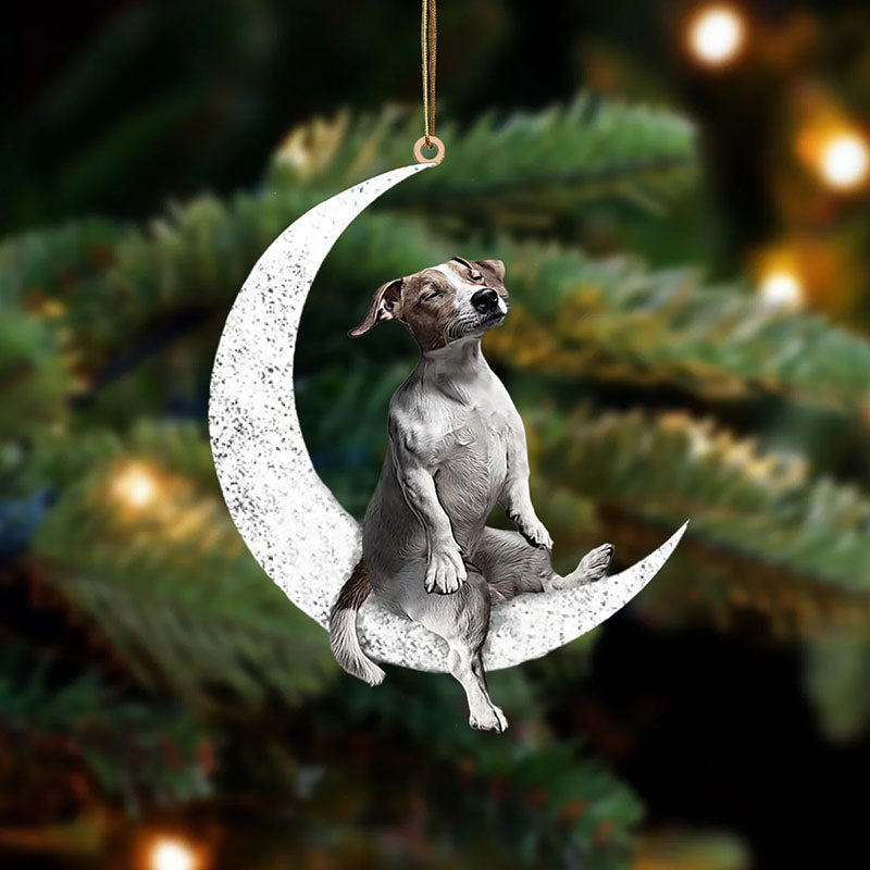 Jack Russell Terrier Sit On The Moon Ornament MO092