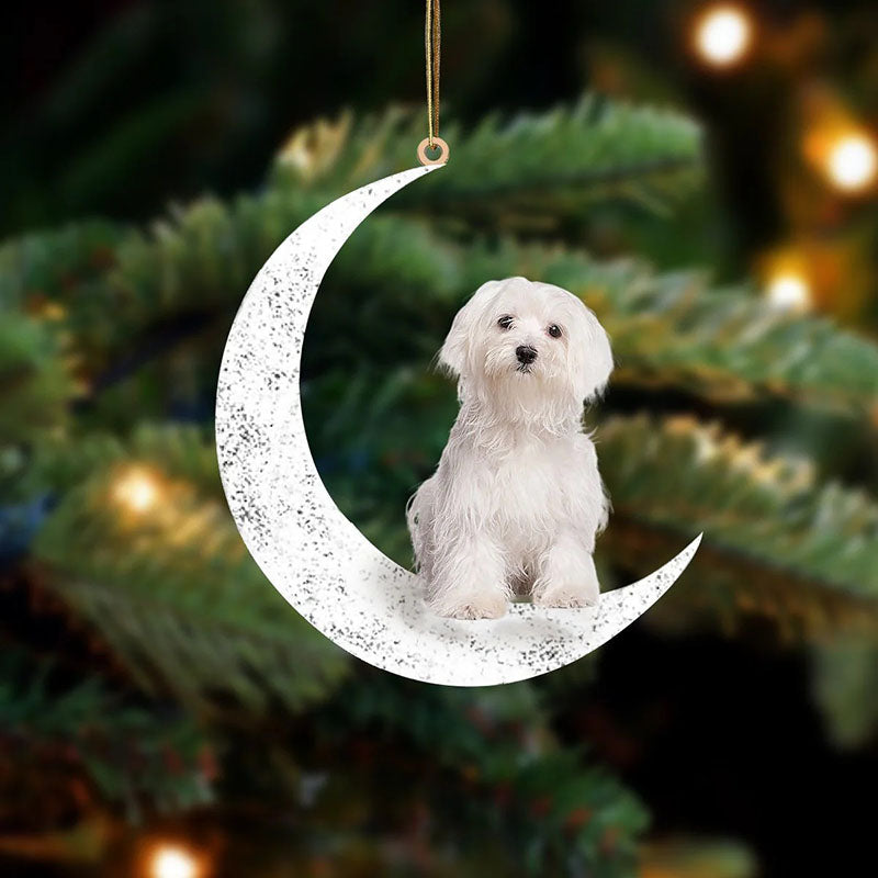 Maltese Sit On The Moon Ornament MO105