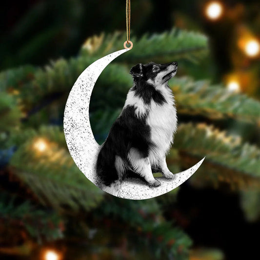 Bi Black Sheltie Sit On The Moon Ornament MO119