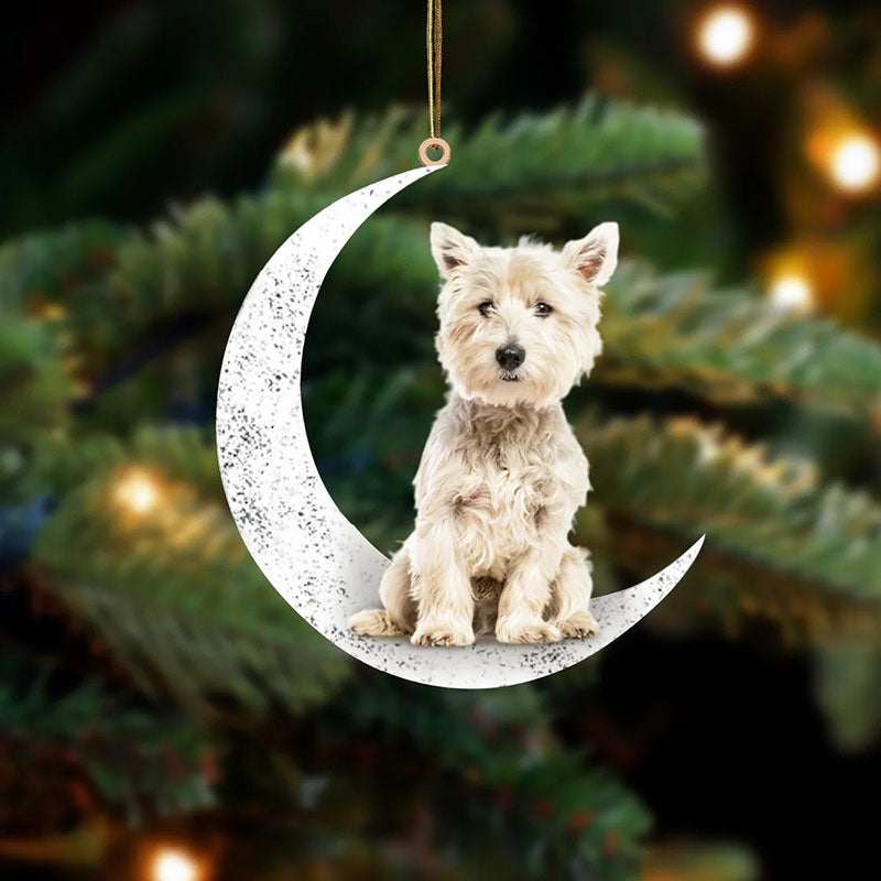 West Highland White Terrier Sit On The Moon Ornament MO122