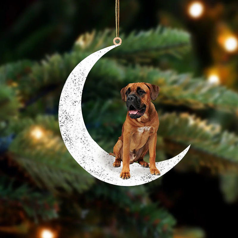 Brown Cane Corso Sit On The Moon Ornament MO132