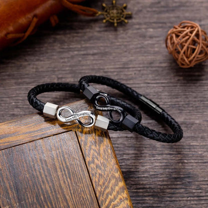 Love My Daughter - I Love You Forever And Always - Infinity Leather Bracelet