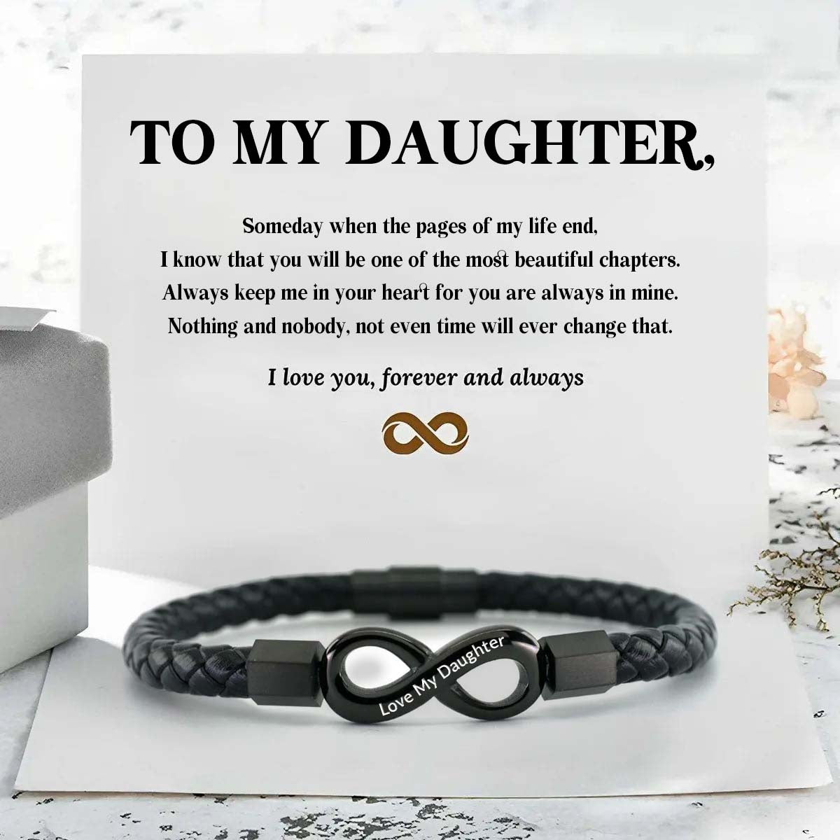 I Love You Forever And Always - Infinity Leather Bracelet