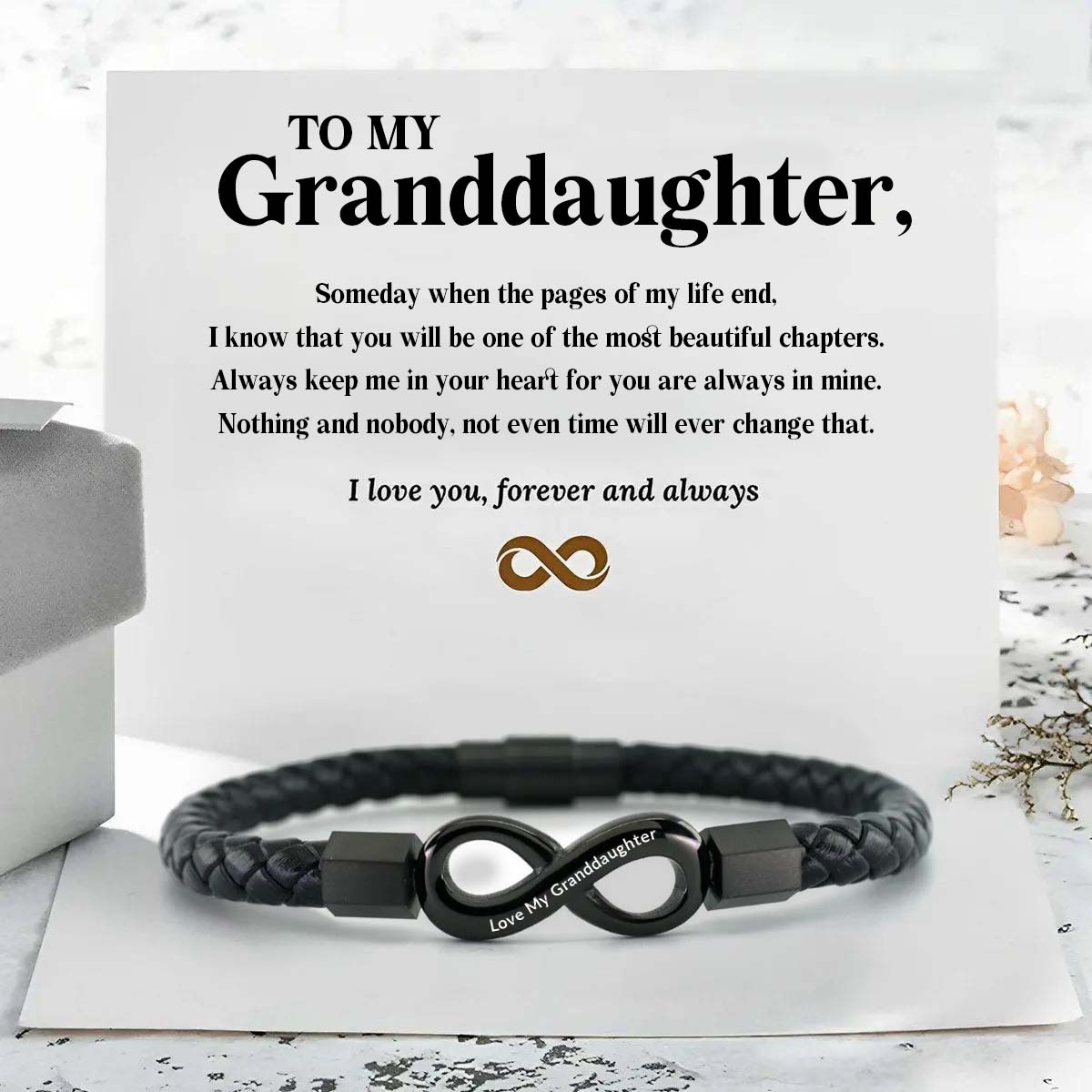 I Love You Forever And Always - Infinity Leather Bracelet