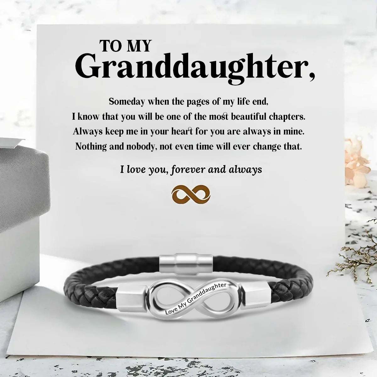 I Love You Forever And Always - Infinity Leather Bracelet