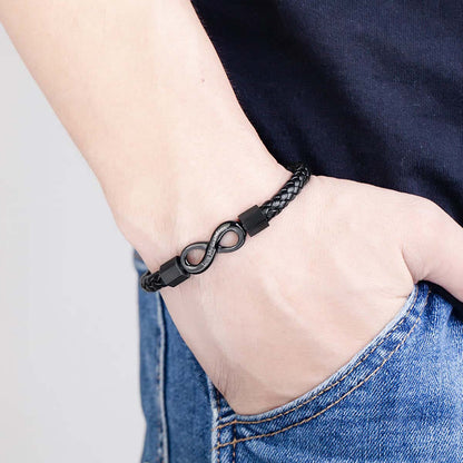 Love My Grandson - I Love You Forever And Always - Infinity Leather Bracelet