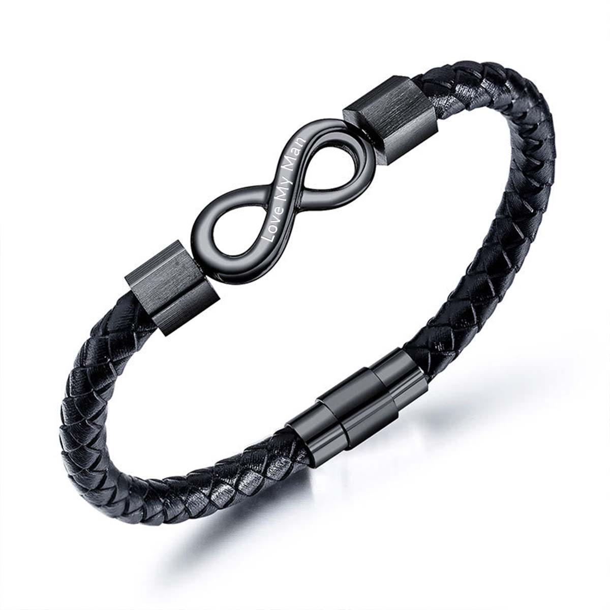 Love My Man - I Love You Forever And Always - Infinity Leather Bracelet