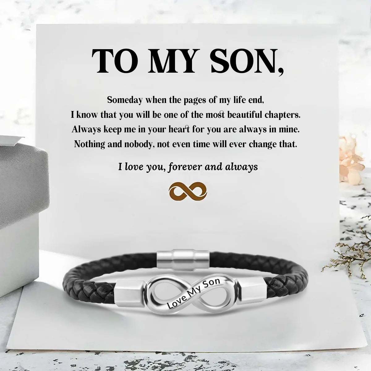 I Love You Forever And Always - Infinity Leather Bracelet