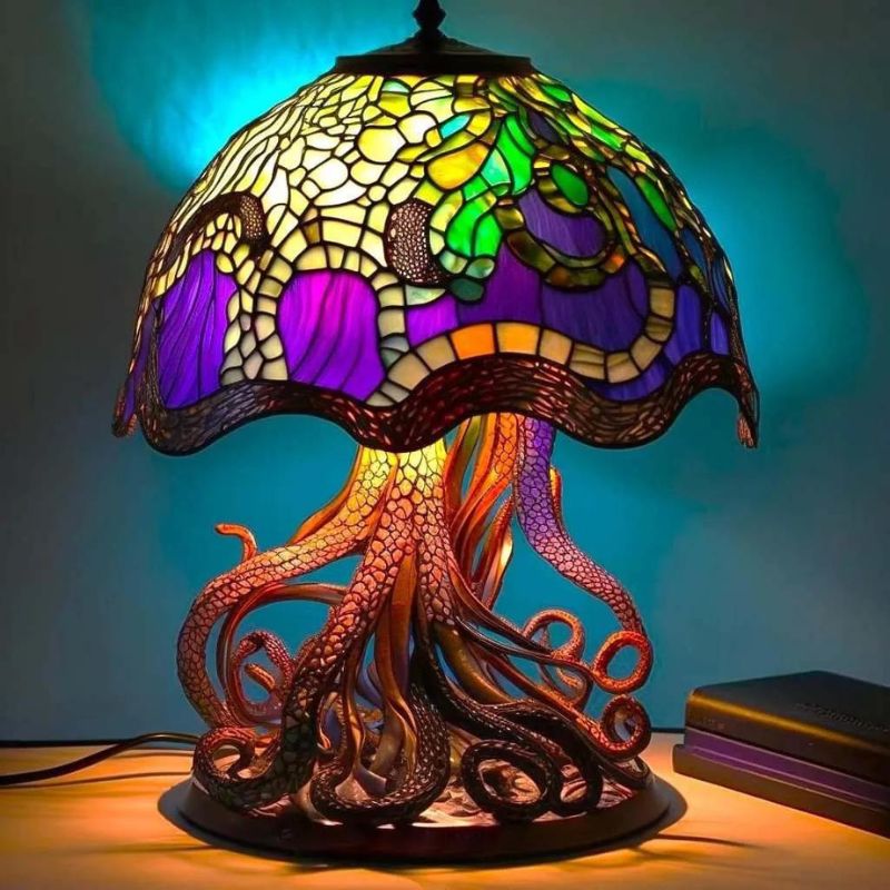 Stained Glass Plant Series Table Lamp - Octopus