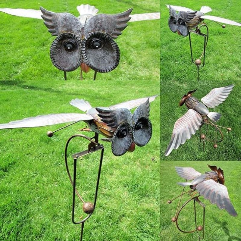 Handmade Flying Owl Garden Stake