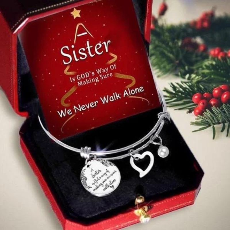 A Sister Is God's Way Of Making Sure We Never Walk Alone Bangle