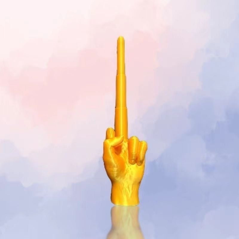 Collapsing Middle Finger Sculpture with Retractable Middle Finger