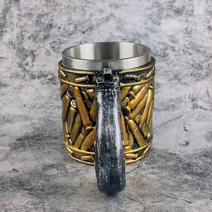 Stainless Steel Bullet Pattern Beer Mug