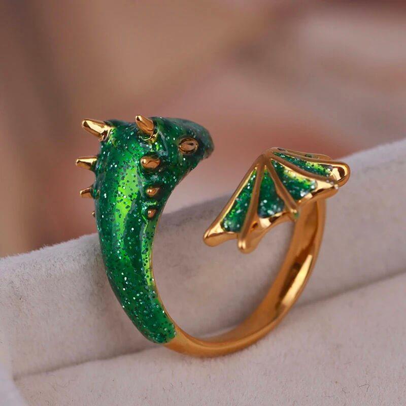 Gold Topaz Dragon Ring Adjustable Ring Size For Women/ Men