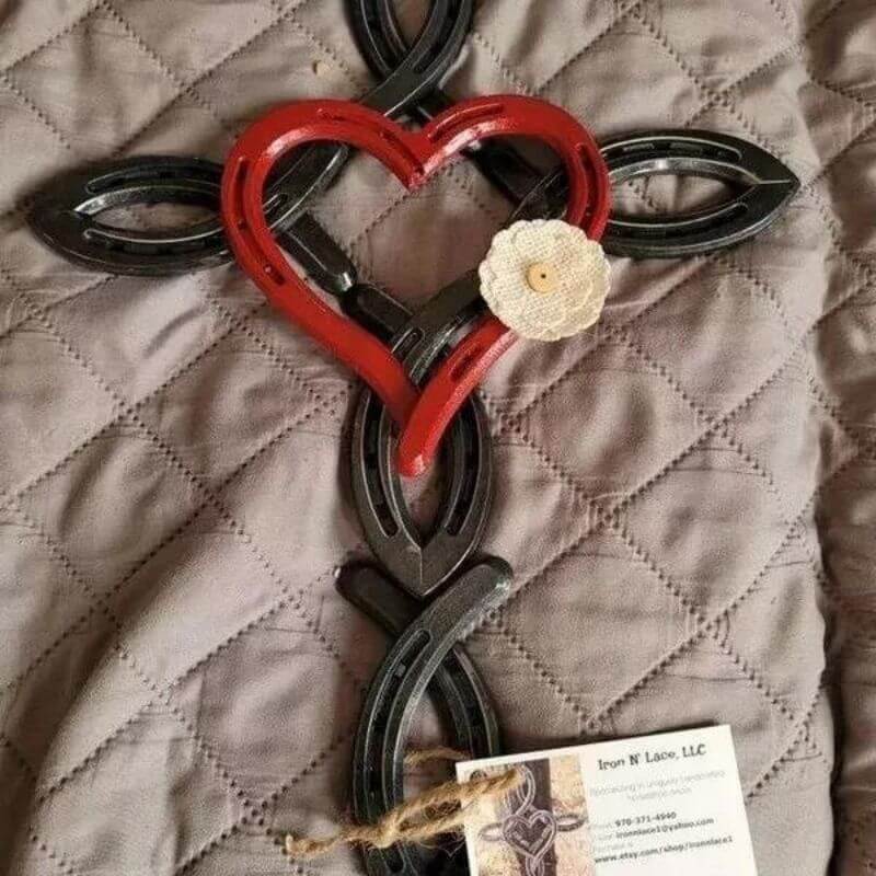 Natural Horseshoe Cross With Heart