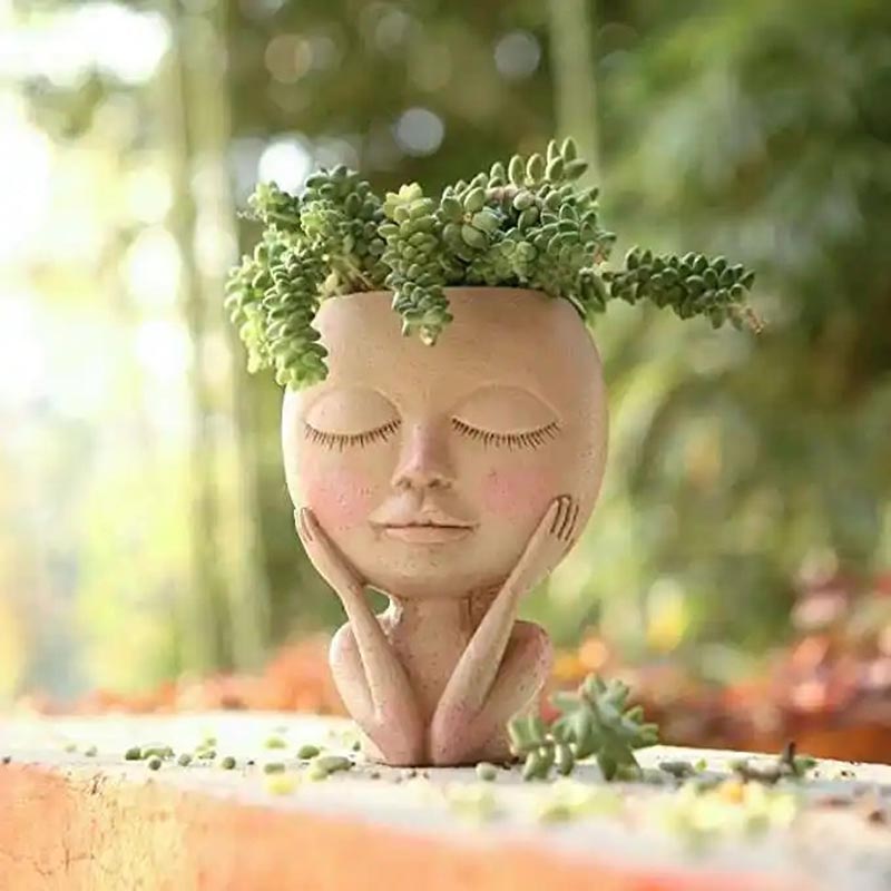 Cute Lady Face Plant Pot