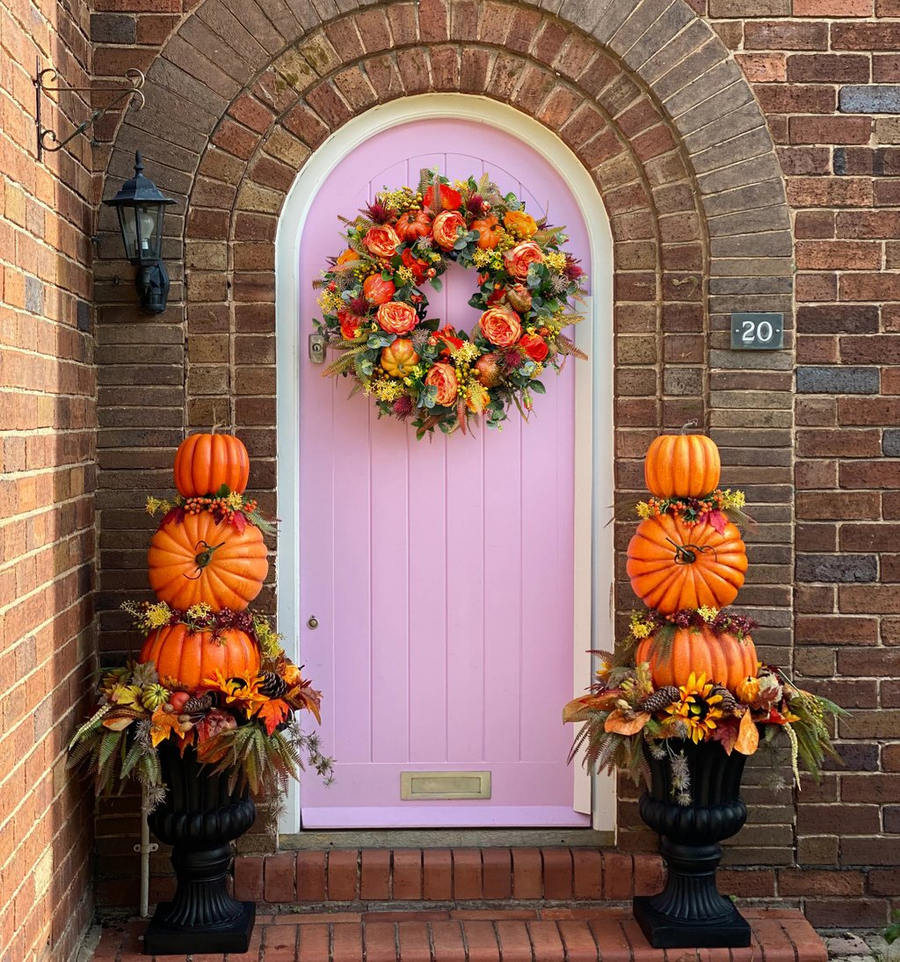 Fall Peony And Pumpkin Wreath - Year Round Wreath