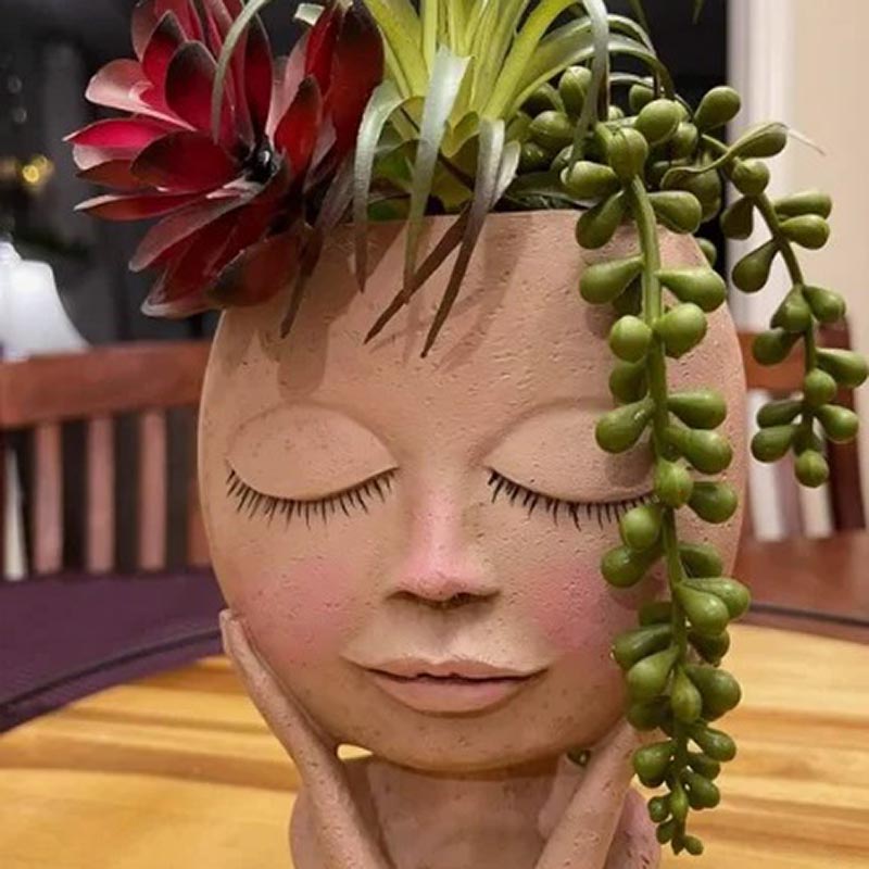 Cute Lady Face Plant Pot