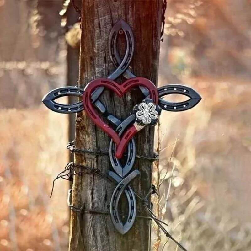 Natural Horseshoe Cross With Heart