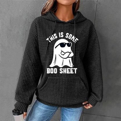 Women's Halloween This Is Some Boo Sheet Waffle Hoodie